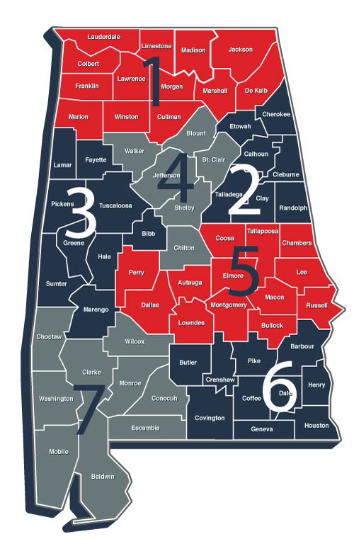 county map of Alabama