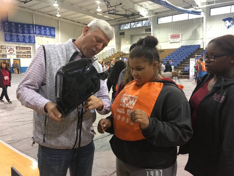 students at worlds of work event
