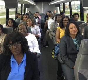 group of people on a bus